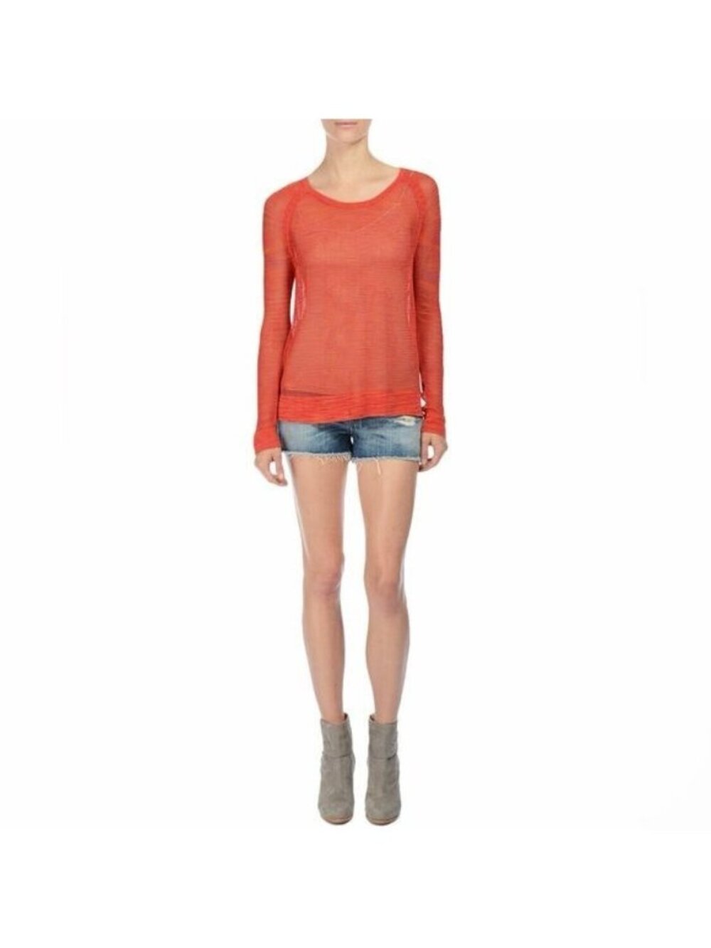 Rag & Bone Saffron Allgauer Raglan Mesh Pullover Sheer Sweater Fishnet